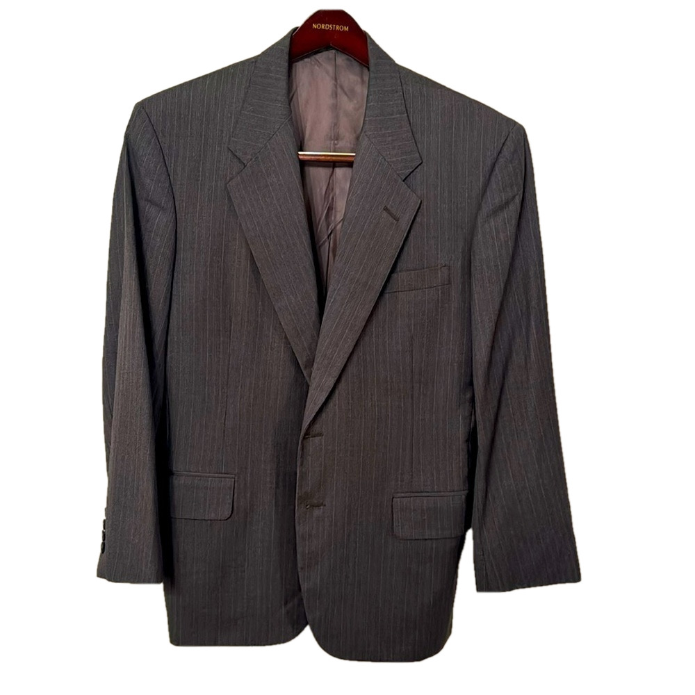 Custom made Blazer by Royal classic Gray pin-striped fabric check‎ measurements